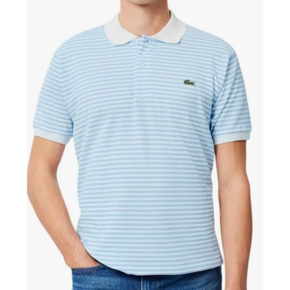 Lacoste Men's Short Sleeve Classic Fit Stripped Polo Shirt White/Overview M